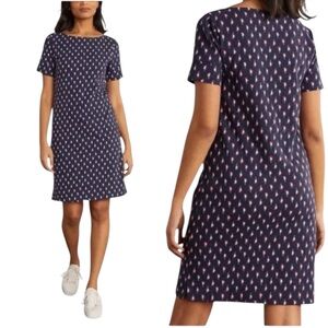 Boden Navy and Pink Cotton Mini Dress 6 P New